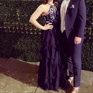 Formal floor length tulle party cocktail gala prom dress